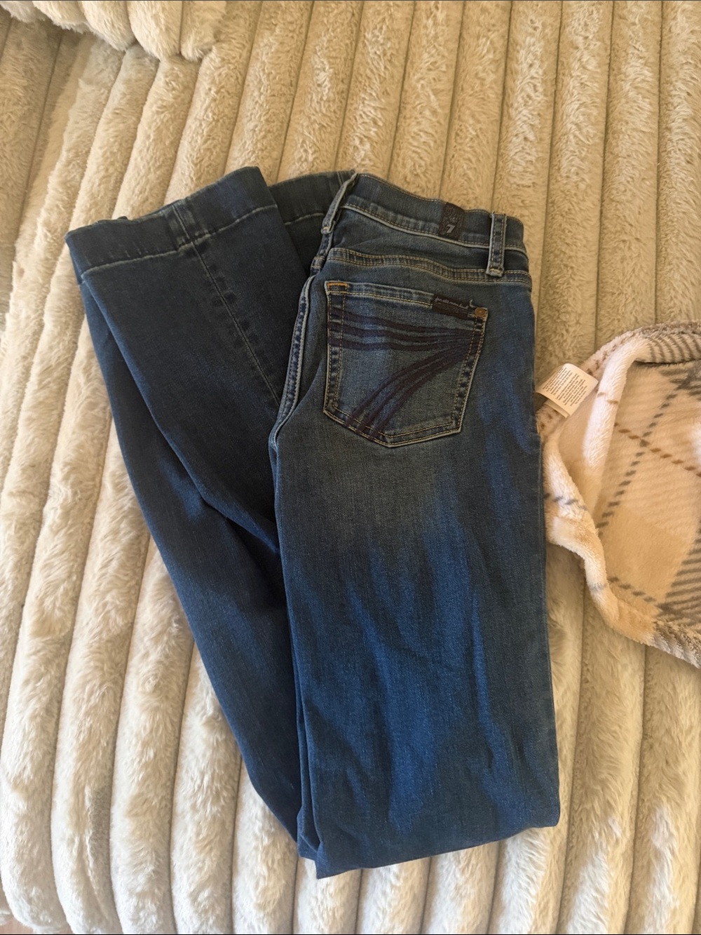 7 For All Mankind Dark Blue Wide Leg Jeans